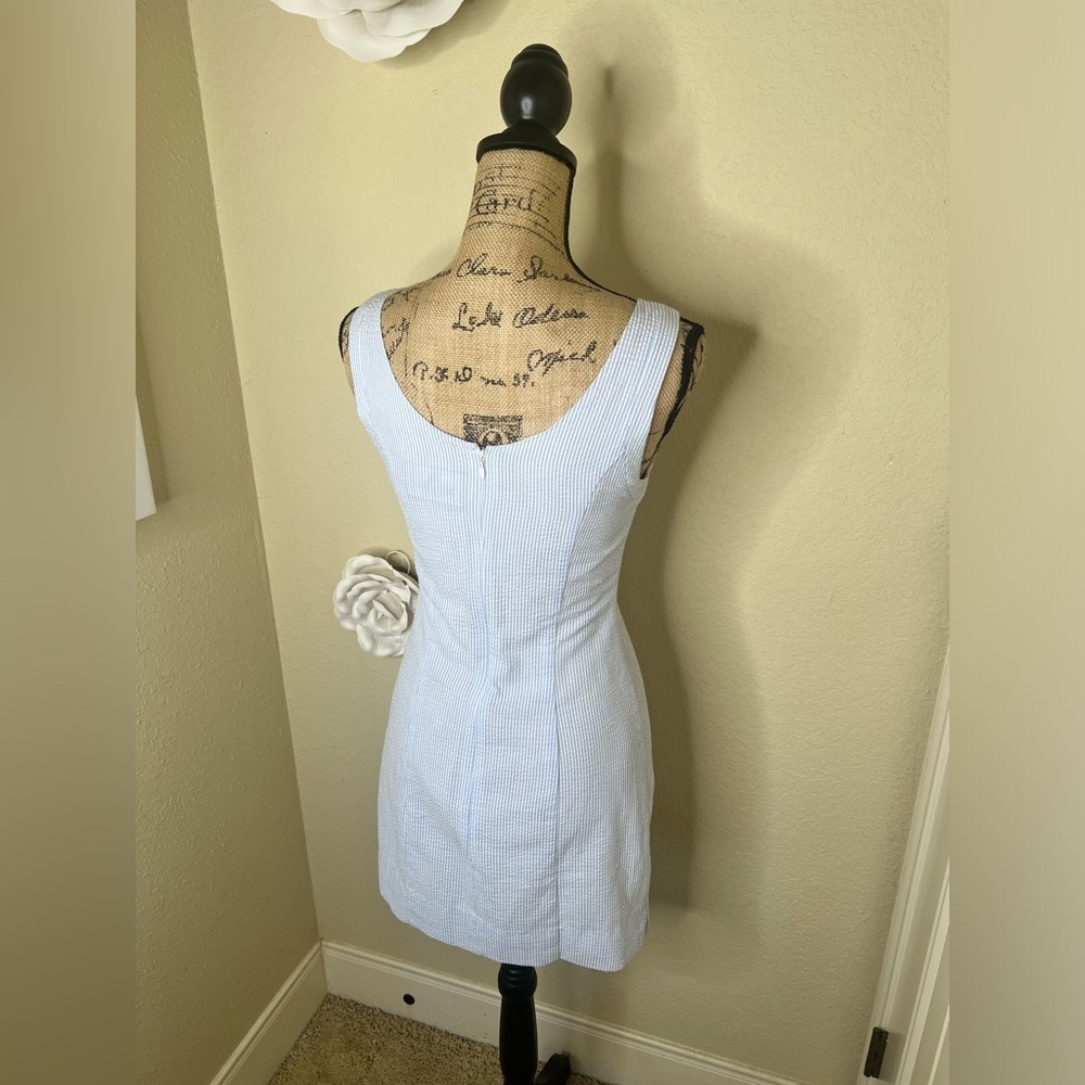 NTM: Lauren James Light Blue & White with Ruffles Seersucker Bailey Dress Sz XS - Picture 13 of 16